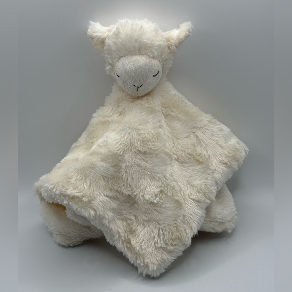 Blankets and Beyond white curly lamb plush lovey security blanket 13”